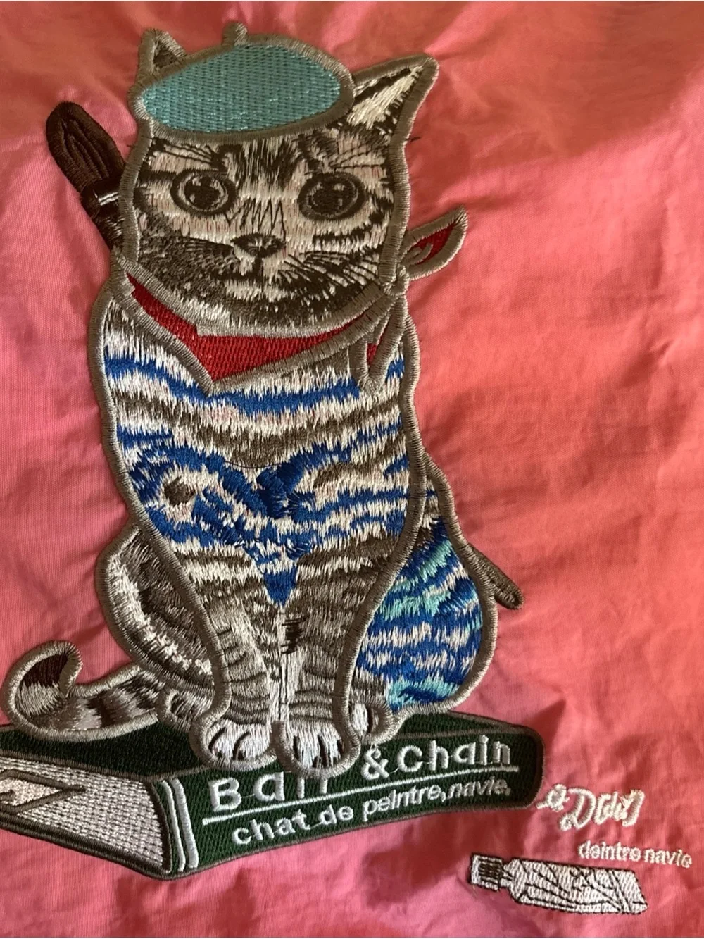 Pink Cat Tote Bag - cat artist Authentic[Ball & Chain] Embroidery Tote